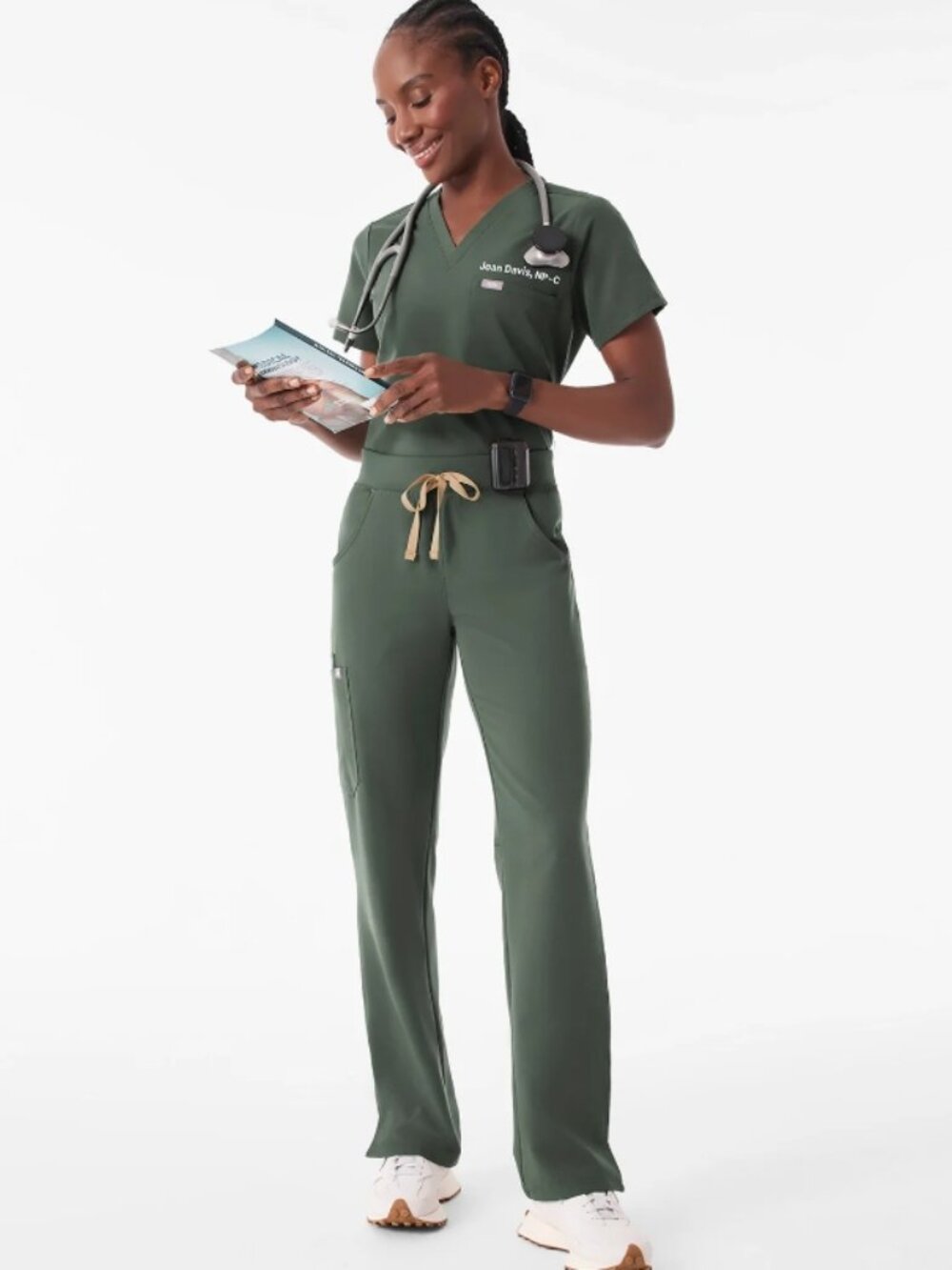 Like New! FIGS High Waisted Kade™ Straight-Leg Scrub Pant PO#3000 Olive Green M